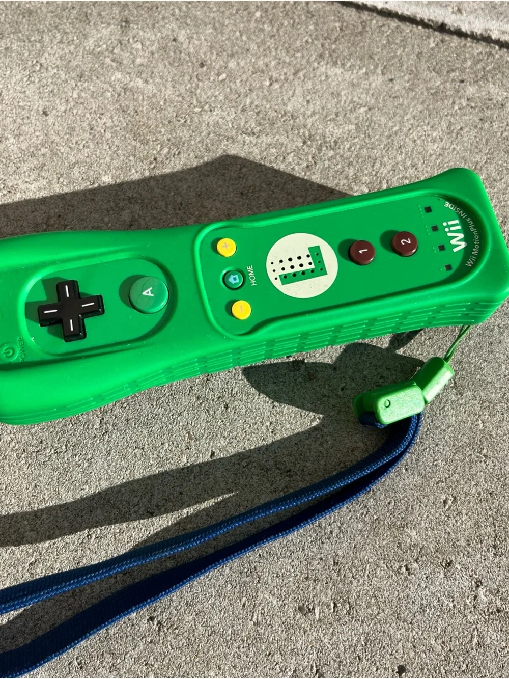 Nintendo Green Wii Remote Plus Controller with Blue Wrist Strap